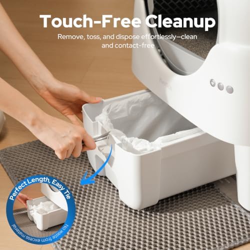 Self Cleaning Litter Box Bags – 4 Rolls (80 Count) Drawstring Liners for Automatic Litter Box, Heavy Duty Leak-Proof, 24.8"x12.6" Fits Most Automatic Waste Drawers - Image 5