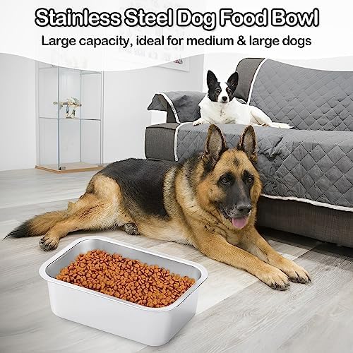 Fhiny 2 PCS Stainless Steel Dog Bowl, 1.2 Gallon Capacity Metal Dog Food & Water Bowls for Medium, Large, X-Large Dogs Indoor & Outdoor Universal Dog Bowl Dishwasher Safe - Image 6