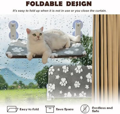 Cute Cat Window Perch, Foldable Cat Window Hammock, Grey - Image 5