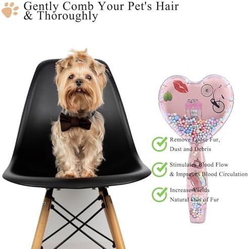 Small Soft Dog Grooming Brush, Pet Massage Hair Brush (Rose Pink) - Image 3
