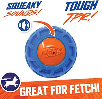 3in TPR EXO Squeak Ball - Blue/Orange - Image 3