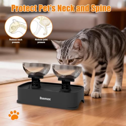 Adjustable Elevated Cat Bowls with 2 Stainless Steel Bowls 6.1”–7.3” Raised Feeding Station with 30° Tilt to Reduce Vomiting & Neck Strain, Stable Non-Slip Stand for Indoor Cats, Small Dogs & Puppies - Image 3