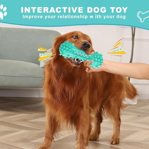Dog Teeth Cleaning Toy for Training, Playing, Chewing - Squeaky Toys for Aggressive Chewers - Toothbrush Stick Bone for Medium Large Dogs (Blue) (Pack of 2) - Image 5