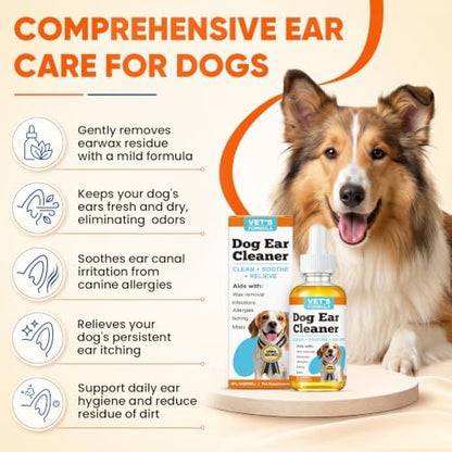 Dog Ear Cleaner and Infection Treatment,Natural Ear Drops for Dogs, Gentle Relief for Itching, Irritation, Wax Build-Up & Infections,Safe Ear Cleaning Solution for All Breeds & Ages - Image 2