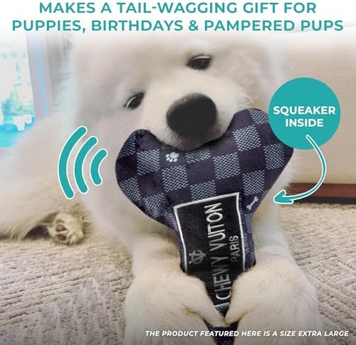 Haute Diggity Dog Chewy Vuiton Bone Plush Dog Toy, Designer Parody Toy - Image 6