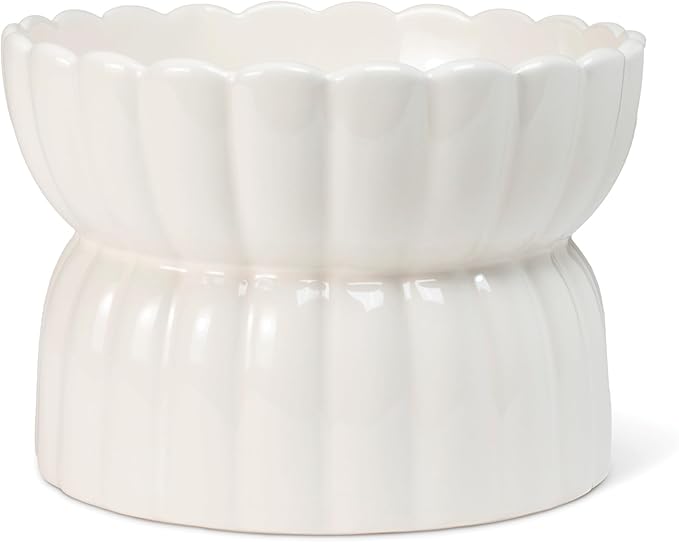 Fringe Studio Scalloped Ivory Medium Sculpted Raised Ceramic Feeder (6.5" Diameter x 4.5" H, 24 fl.oz.), PetShop Collection (450MD001)