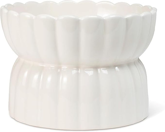 Fringe Studio Scalloped Ivory Medium Sculpted Raised Ceramic Feeder (6.5" Diameter x 4.5" H, 24 fl.oz.), PetShop Collection (450MD001)
