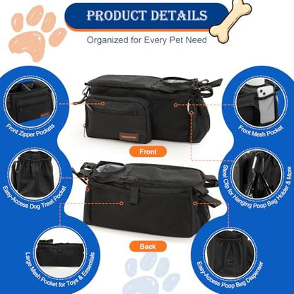 Dog Stroller Bag Fits 14–19" Handles, Pet Stroller Caddy with Cup Holder - Image 4