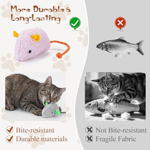 NAHSHON 15PCS Cat Mouse Toys Prefilled Catnip - Image 3