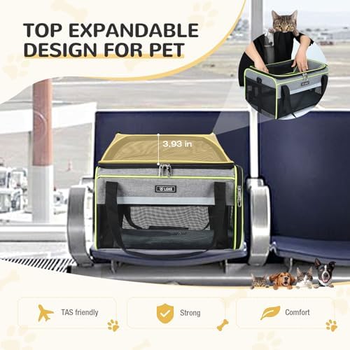 Lekereise Top-Expandable Pet Carrier 18x13x9.5 Inch Southwest Frontier Airline Approved Soft Sided Underseat to 15lbs Travel Carriers for Small Cats Dogs with Locking Safety Zippers Anti-Scratch Mesh - Image 6