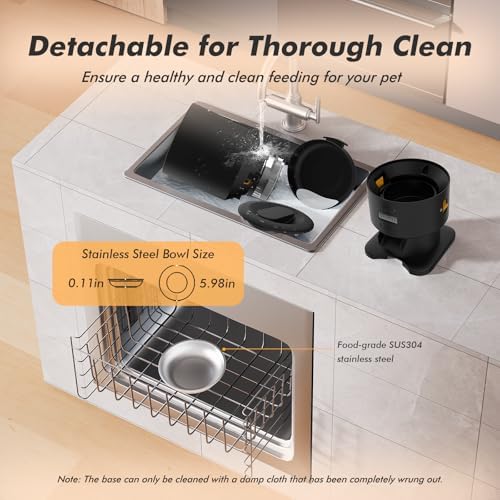 Automatic Cat Feeder - 5L Anti-Clog Cat Food Dispenser Keeps 2-15mm Dry Food Fresh, 10s Voice, 1-6 Meals/Day, Programmable Portions, 180-Day Battery Life, Easy to Clean Auto Pet Feeder for Small Dog - Image 6