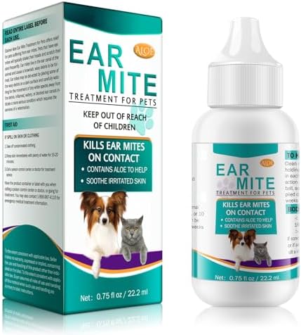 NenMaoKeNu Ear Mite for Dogs & Cats, Pet Ear Infection Treatment Solution for Dog Yeast Infection, Ear Infection Treatment Drops, to Relieve Itchiness, Sooths Ears - 0.75 Fl Oz by NenMaoKeNu