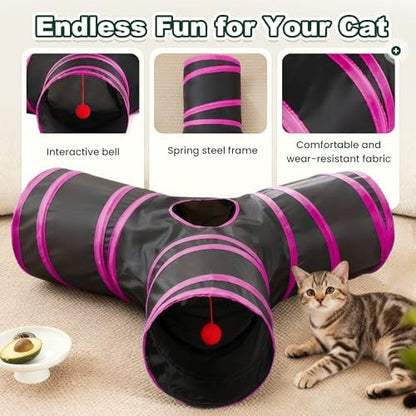 Love's cabin Cat Tunnel for Indoor Cats, 3-Way Collapsible Play Tunnel - Image 5