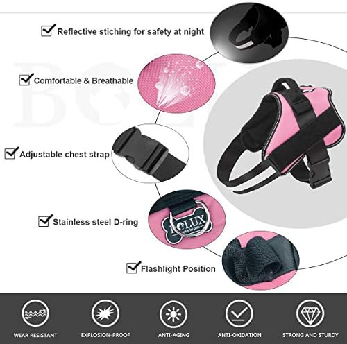 Dog Harness, No-Pull Reflective Dog Vest, Breathable Adjustable Pet Harness with Handle for Outdoor Walking - No More Pulling, Tugging or Choking (Pink, M) - Image 2
