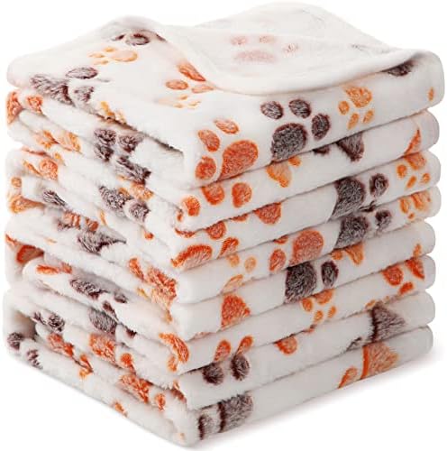 Tatuo 4 Pack Fleece Dog Blanket for Pet,White,30 x 20.5 Inch,Paw by Tatuo