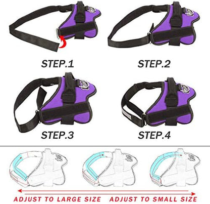 Dog Harness, No-Pull Reflective Dog Vest, Breathable Adjustable Pet Harness with Handle for Outdoor Walking - No More Pulling, Tugging or Choking (Purple, L) - Image 3