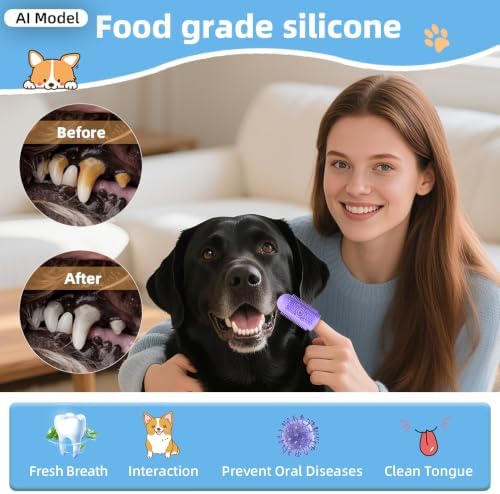 6Pcs Silicone Dog Toothbrush,360° Dog Tooth Brushing Kit,Finger Toothbrush,Cat Tooth Brush,Teeth Cleaning,Dogs Cats Teeth Cleaning Dental Care - Image 2