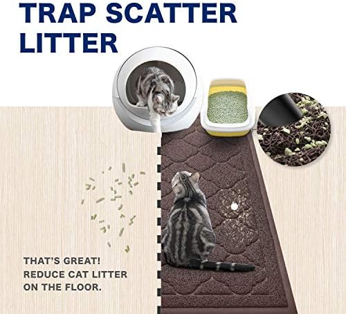 WePet Cat Litter Box Mat, Kitty Premium PVC Pad, Durable Trapping Rug, Phthalate Free, Urine-Resistant, Scatter Control, XXL 47 x 36 Inch, Brown - Image 2