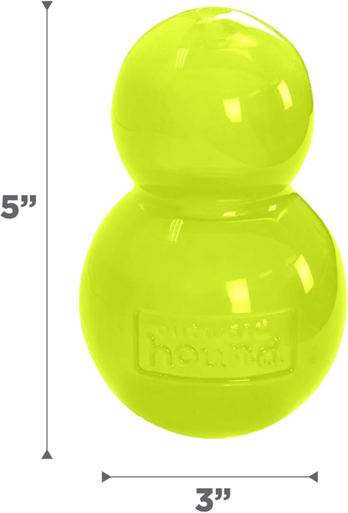 Outward Hound Double-Tuff Stuffable Dog Toy, Large 5-Inch Green - Treat Dispensing Chew Ball for Medium to Large Dogs, Interactive Puzzle for Enrichment & Slow Feeding (Pack of 2)