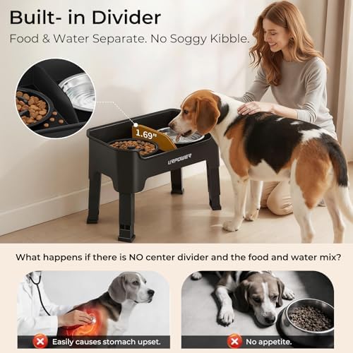 URPOWER Mess Proof Elevated Dog Bowls for Small Dogs with Slow Feeder - Image 3
