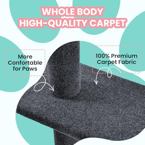 Max & Marlow 95-108" Floor to Ceiling Cat Tree for Indoor Cats, Dark Grey - Image 3