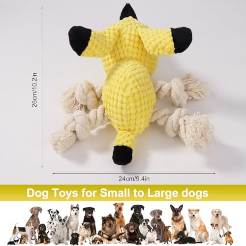 Letsmeet Squeaky Plush Dog Toys - Rope-Designed Interactive Dog Chew Toy for Large Dogs, Puppy Toys for Tug of War, Durable Pet Toys for Dogs - Image 7
