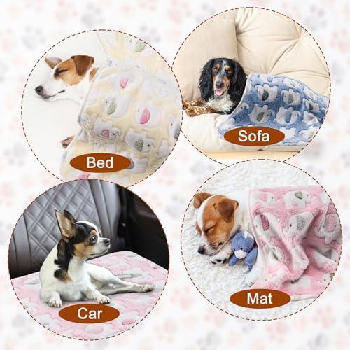 1 Pack 3 Blankets for Dog Puppy Cat (Medium 30x20'', Pink, Yellow, Blue) - Image 4