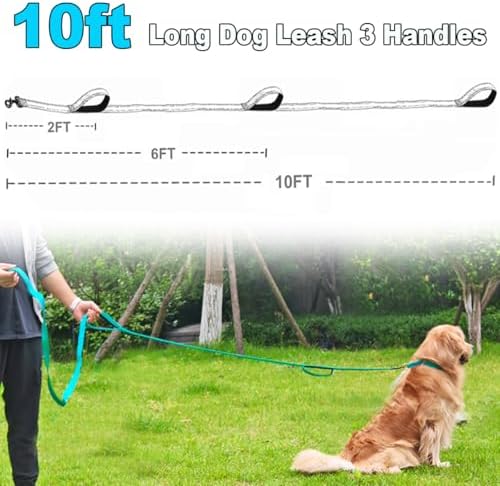 3 Handle Dog Leash 10FT Triple Handle Reflective Large Medium Dog - Image 2