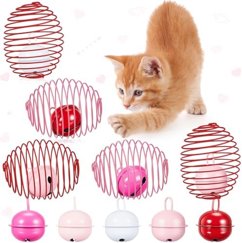 Jecery 5 Pcs Cat Toys Spring,Bell,Pink Red by Jecery