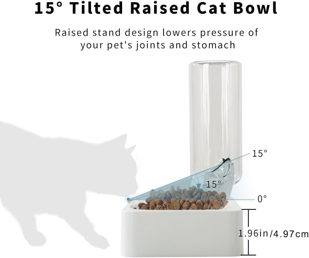 Marchul Tilted Cat Food Bowl with Feeding Mat for Food and Water, Food Feeding Dishes for Raised Cats and Puppies - Image 4