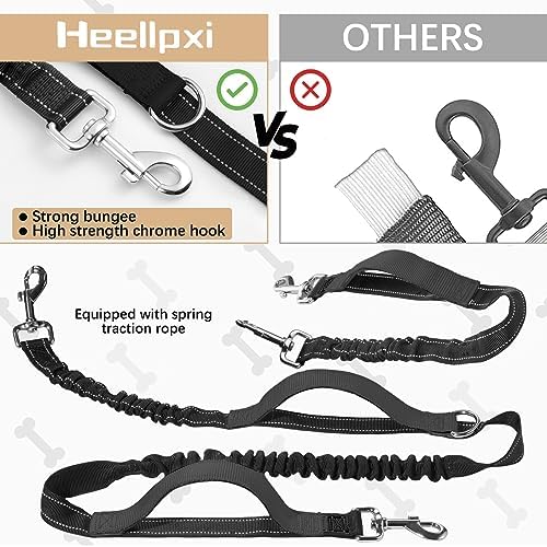 Hands-Free Waist Leash with Pouch for Two Dogs: Reflective Stitching, Dual Handle & Bungee Retractable Design – Ideal for Medium to Large Dogs (Grey) – Dog Walking Accessories - Image 5