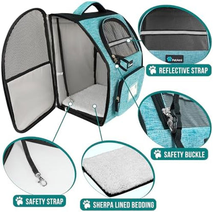 PetAmi Dog Backpack Carrier Airline Approved Cat Pet Puppy Bag, Turquoise - Image 4