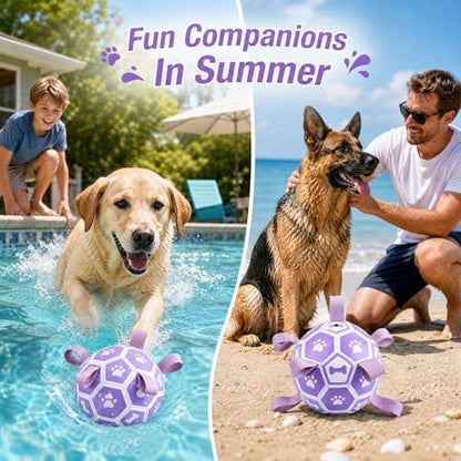 Dog Toys Balls, Dog Soccer Ball with Straps, Dog Birthday Gifts, Durable Balls for Small Medium Pet, Puppy Outdoor Toy, Pet Training Soccer Ball, World Cup Soccer (7.25 Inch) (Purple, Large) - Image 4