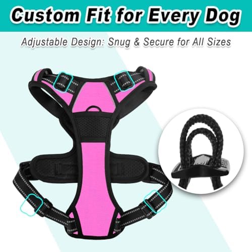 BARKBAY No Pull Pet Harness Dog Harness Adjustable Outdoor Pet Vest 3M Reflective Oxford Material Vest for pink Dogs Easy Control for Small Medium Large Dogs (XL) - Image 6