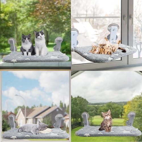 Foldable Cat Hammock for Window Glow in The Dark Cordless Cat Window Perch for Large Cats and Kittens, Soft and Thick Blanket with Zipper, Sturdy Never Fall - Image 5