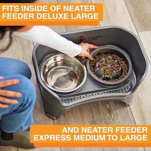 The Niner Slow Feed Bowl - Raised Peaks Slow Down Pets Eating - Fits Elevated Feeders Including Neater Feeder Large Sizes - Gentle on Teeth and Gums - Holds up to 2 Cups (Gunmetal Grey) - Image 4