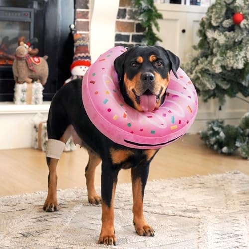 Inflatable Dog Pillow Cone Collar After Surgery, Donut Soft Neck Cone for Golden Retriever & German Shepherd Extra Large Dogs, etc, Recovery E Collar to Stop Licking Pink - Image 4