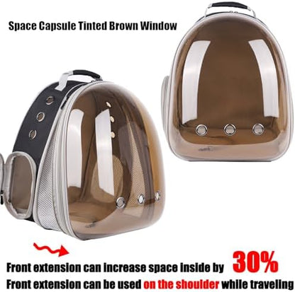 Front Expandable Cat Backpack Carrier, Fit up to 20 lbs, Polarized Tinted Brown Bubble Window Pet Carrier Backpack for Large Fat Cat and Small Puppy - Image 4