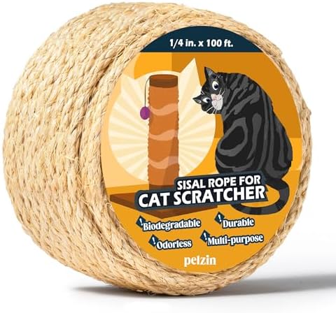 Natural Sisal Rope for Cat Scratcher and Scratching Post 1/4 Inch, 100 Feet by Brands