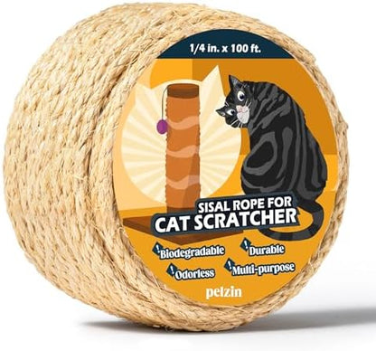 Natural Sisal Rope for Cat Scratcher and Scratching Post 1/4 Inch, 100 Feet by Brands