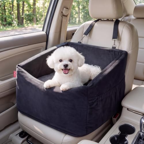 BurgeonNest Small Dog Car Seat for Dogs Up to 25 lbs (Black) by Lifelongfriendsbelovedfamily