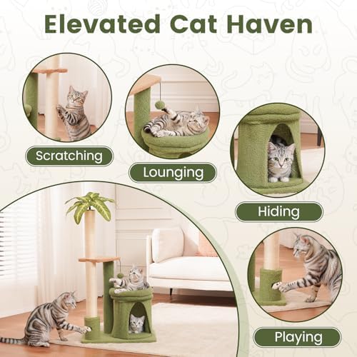 Cat Tree Tower with Scratching Post Bed Condo for Indoor Kitten - Image 2