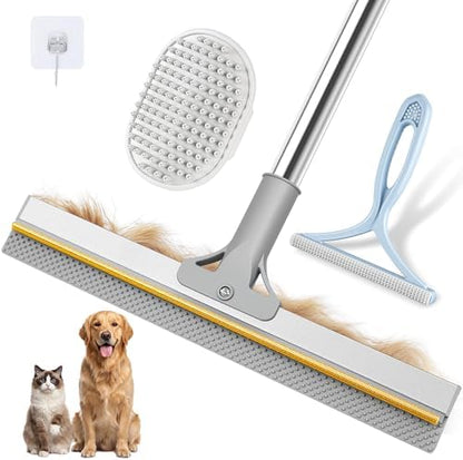 Pet Hair Remover for Carpet, 54 Inch Adjustable Long Handle Carpet Rake for Pet Hair Removal, 3 Piece Dog Hair Carpet Rake and Carpet Scraper Tool for Rugs, Couch, Stairs, Furniture by CleanerHomesHappierPets