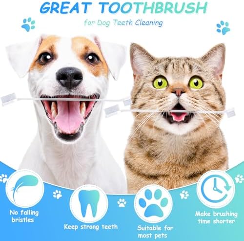 Honeydak 70 Pcs Dog Tooth Brush Dual Headed Pet Toothbrush, White - Image 6