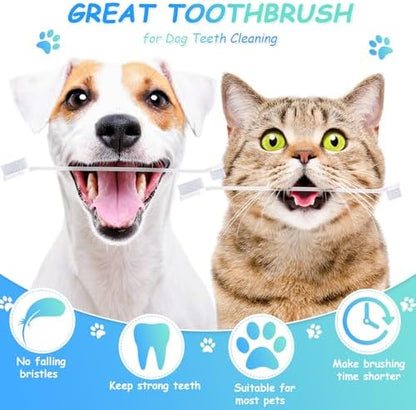 Honeydak 70 Pcs Dog Tooth Brush Dual Headed Pet Toothbrush, White - Image 6