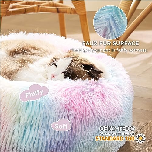 Bedsure Calming Cat Beds Donut Round Washable Kitten Bed,20 inches - Image 2