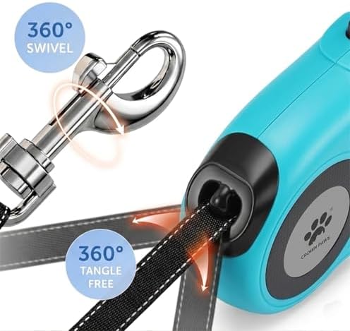 16 ft Retractable Dog Leash for Extra Large Dogs up to 130 lbs,Tangle-Free Nylon Tape,Blue Dan24 XL - Image 2