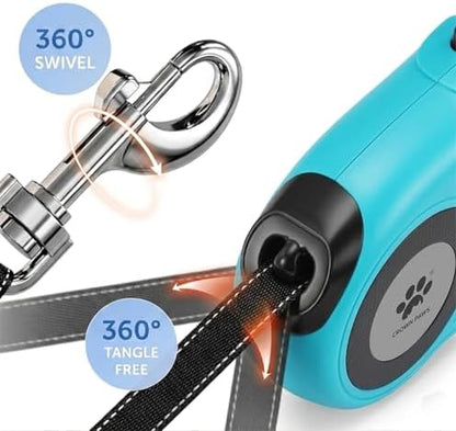 16 ft Retractable Dog Leash for Extra Large Dogs up to 130 lbs,Tangle-Free Nylon Tape,Blue Dan24 XL - Image 2