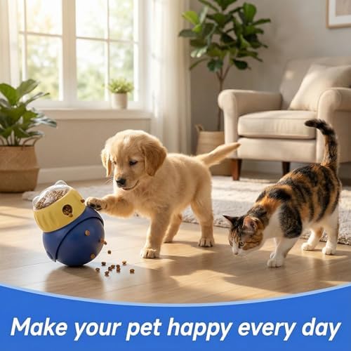 Cat Interactive Puzzle Feeder Toy, Adjustable Dog Toys Treat Food Dispenser for Indoor Cats, Safe Material for IQ Training, Relieve Boredom, Mental Stimulation and Bloat Prevention, Gifts - Image 6