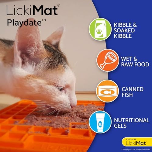 LickiMat Classic Playdate, Cat Slow Feeder Lick Mat, Boredom Anxiety Reducer; Perfect for Food, Treats, Yogurt, or Peanut Butter. Fun Alternative to a Slow Feed Cat Bowl or Dish, Green - Image 4